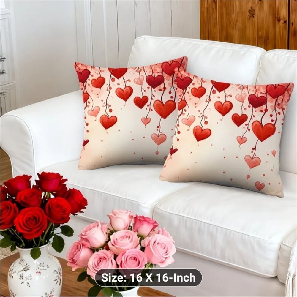 Romantic Heart Pattern Pillow Covers - Picture 3 of 4